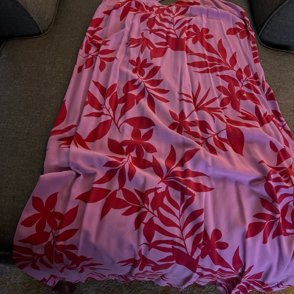 Old Navy Pink Dress with Red Floral Print